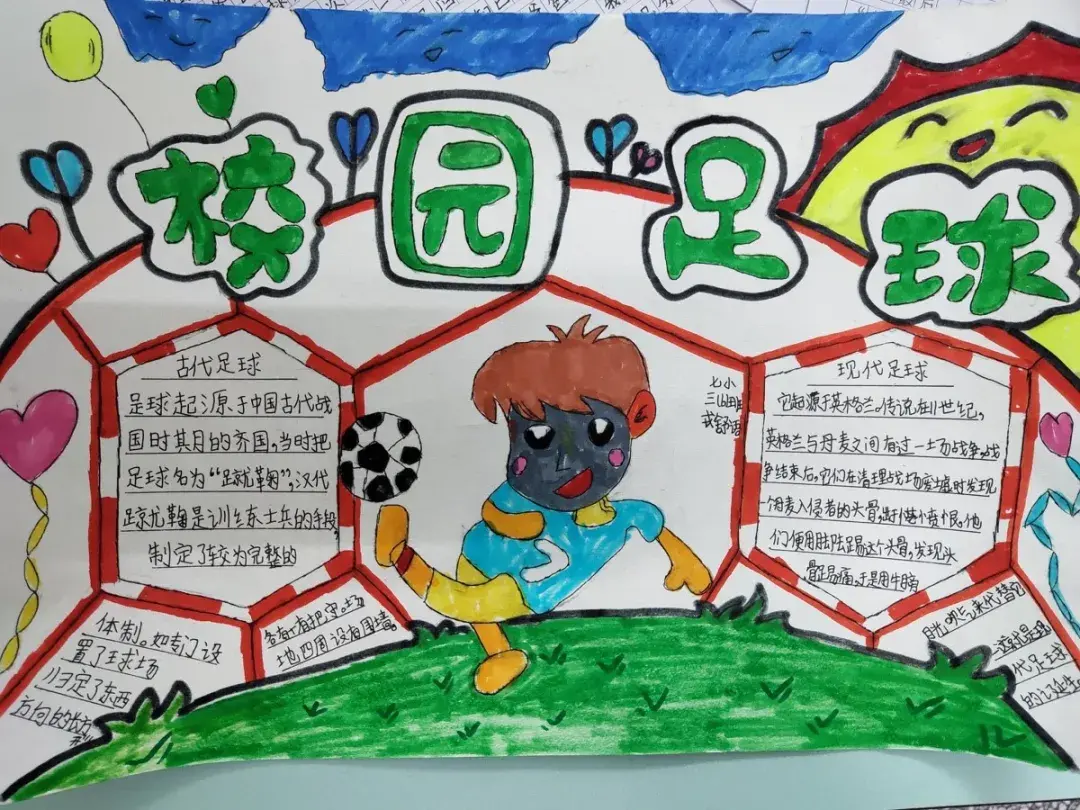 二年級足球手抄報繪畫（阜南孩子們的足球手抄報，必須點贊，趕緊來看看有多贊吧）