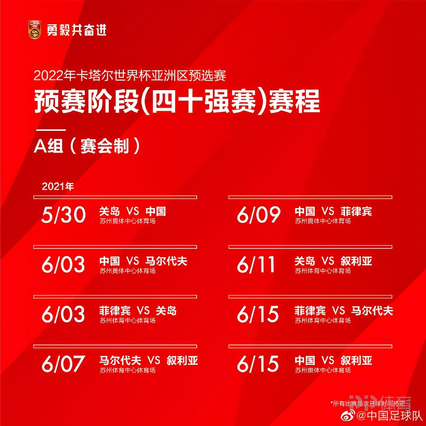 國足世預賽中國隊賽程（國足世預賽最新賽程：5月30日迎戰(zhàn)關島 6月15日決戰(zhàn)敘利亞）